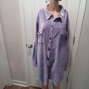Studio 1886 Plus Size 2X Lilac Soft Velvety Corduroy Shacket